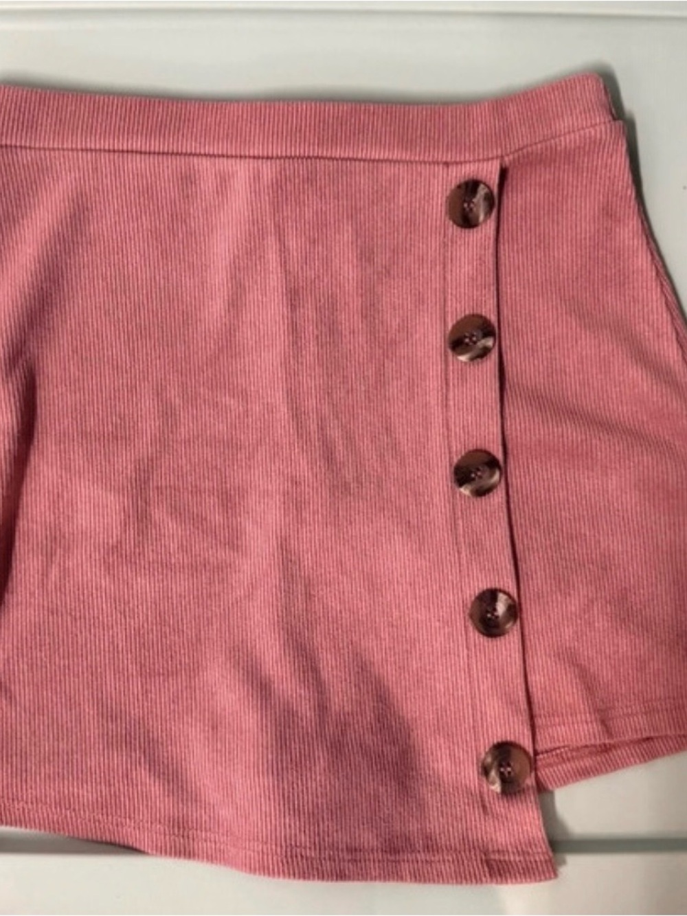 Women’s Pink Button-Front Ribbed Mini Skirt Plus another in Camel Bundle price